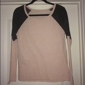 pink and gray baseball tee